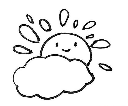 日出的景色<a href=http://www.inspiredelm.com/jianbihua/ target=_blank class=infotextkey>簡(jiǎn)筆畫(huà)</a>步驟,可愛(ài)的太陽(yáng)笑臉