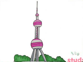 上海東方明珠簡筆畫