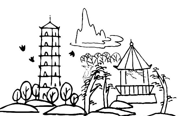 簡筆畫春天的景色-美麗的春景