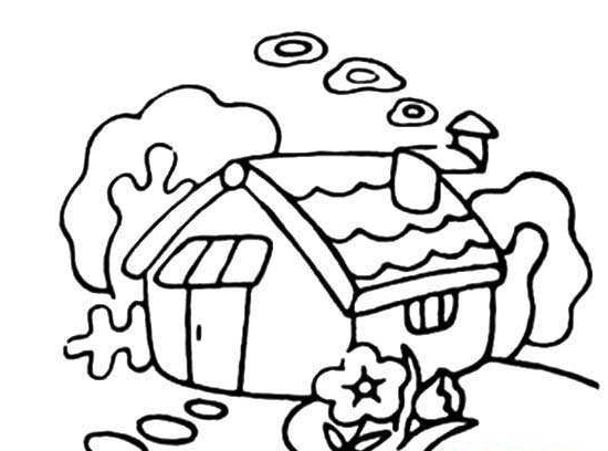 森林小木屋簡(jiǎn)筆畫(huà)-溫馨小屋