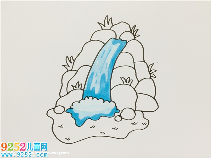 小學(xué)生怎么畫瀑布