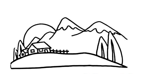 雪中的小屋子_兒童風(fēng)景簡筆畫作品