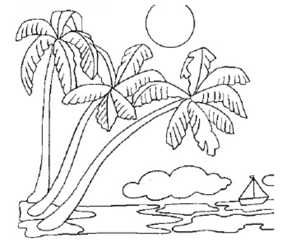 落日下的海邊落日余暉_兒童簡筆畫優(yōu)秀作品