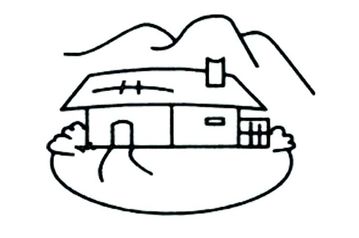 風(fēng)景簡筆畫-山間小屋
