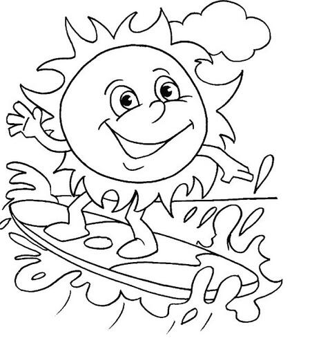 太陽(yáng)公公沖浪記 卡通動(dòng)漫簡(jiǎn)筆畫
