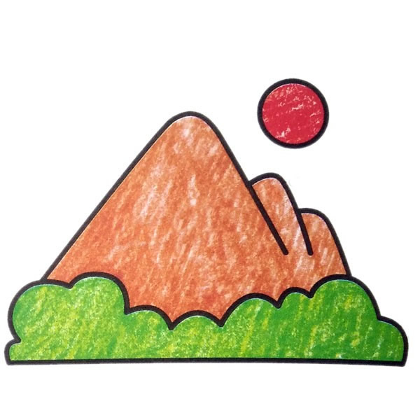 兒童風(fēng)景簡(jiǎn)筆畫圖片，日落簡(jiǎn)筆畫