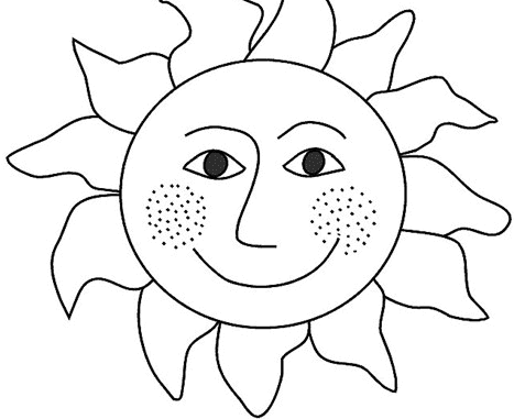 夏天微笑的太陽風(fēng)景簡筆畫圖片
