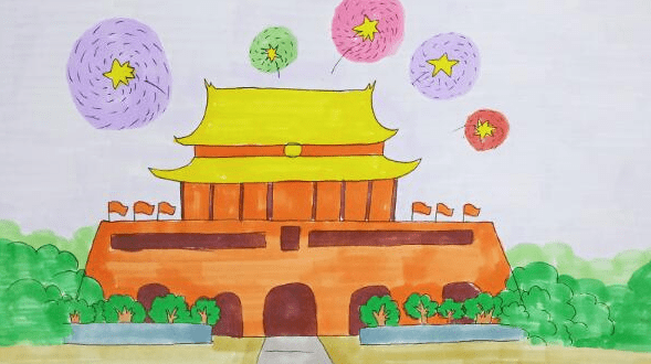 天安門怎么畫_漂亮的天安門簡(jiǎn)筆畫畫法步驟教程