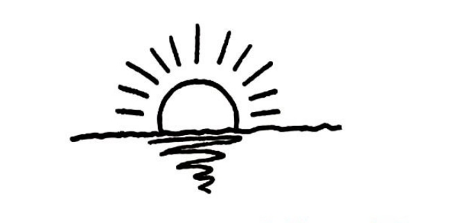 日落清影_風(fēng)景簡筆畫圖片