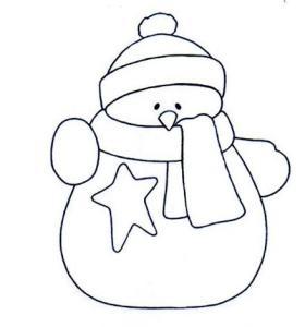 墻角的小雪人冬天風(fēng)景簡(jiǎn)筆畫欣賞