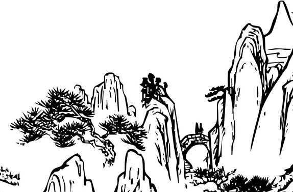 美麗的黃山_山水的風(fēng)景簡筆畫