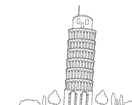 比薩斜塔_風(fēng)景建筑簡筆畫大全
