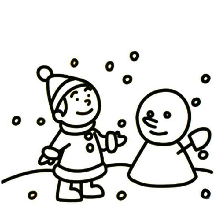 冬天的風(fēng)景簡(jiǎn)筆畫，堆雪人簡(jiǎn)筆畫