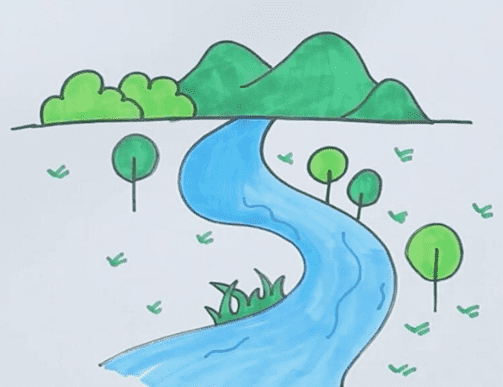 高山流水風(fēng)景怎么畫(huà)_高山流水風(fēng)景簡(jiǎn)筆畫(huà)畫(huà)法步驟教程