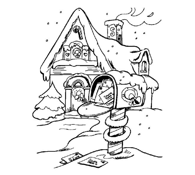 圣誕雪屋的簡筆畫圖片_雪中的房子