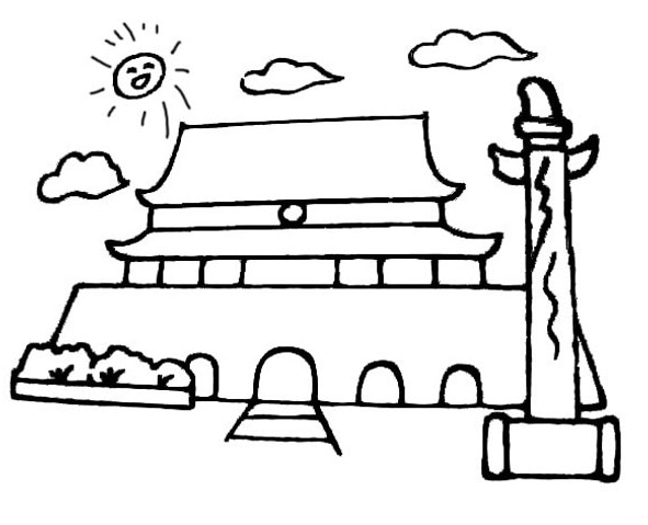 風(fēng)景簡(jiǎn)筆畫圖片大全-天安門全景