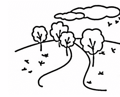 小路的風(fēng)景簡筆畫圖片_山間小路