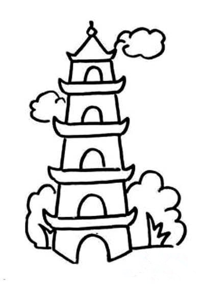 高聳的塔_兒童簡(jiǎn)筆畫(huà)風(fēng)景圖片