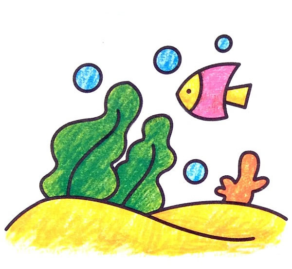 簡單的風(fēng)景簡筆畫圖片，海底世界簡筆畫