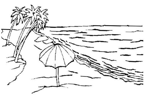 夏日風(fēng)景簡筆畫-夏日的海邊