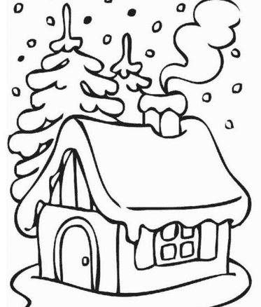 圣誕節(jié)雪屋簡筆畫圖片_期待圣誕老人