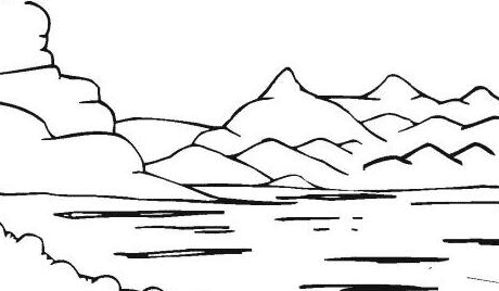 山水縱橫交錯(cuò)_美麗的風(fēng)景簡(jiǎn)筆畫(huà)圖片