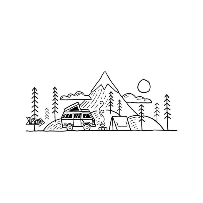 簡約的風(fēng)景簡筆畫圖片，一路的風(fēng)景