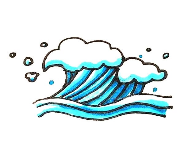 海浪怎么畫_海浪的簡筆畫畫法步驟圖解