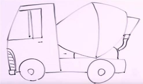 怎么畫攪拌車簡筆畫步驟