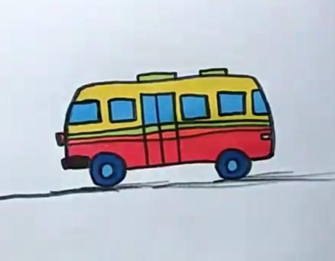 大巴車怎么畫_大巴車簡筆畫畫法步驟教程