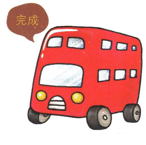 公共汽車的簡筆畫圖片-雙層巴士