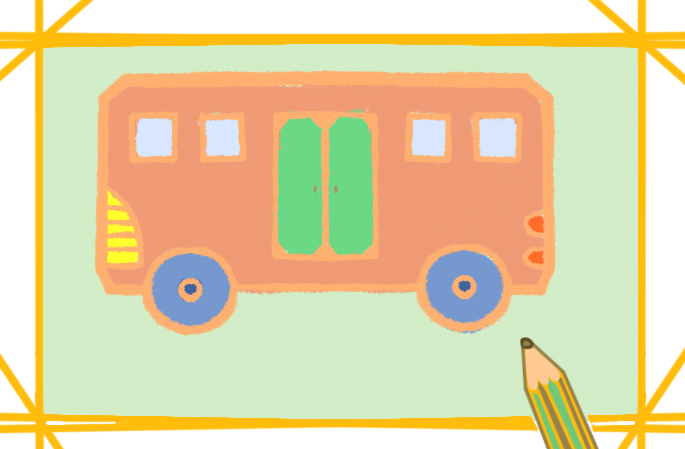 公交車卡通簡筆畫帶顏色怎么畫_公交車簡筆畫圖片大全