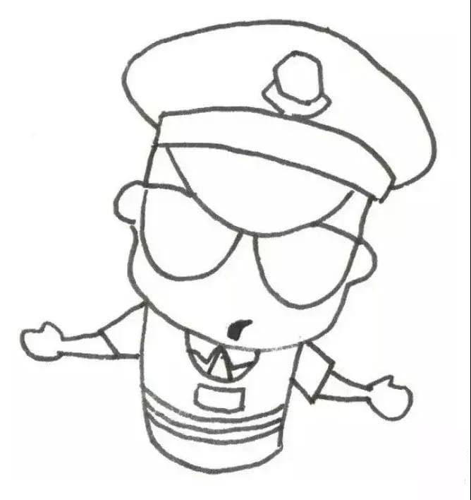 警察叔叔<a href=http://www.inspiredelm.com/jianbihua/ target=_blank class=infotextkey>簡筆畫</a>繪畫步驟