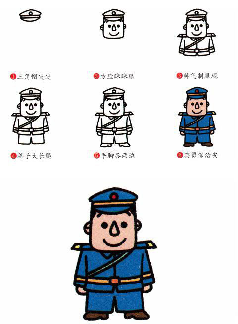 警察簡筆畫兒童畫教程