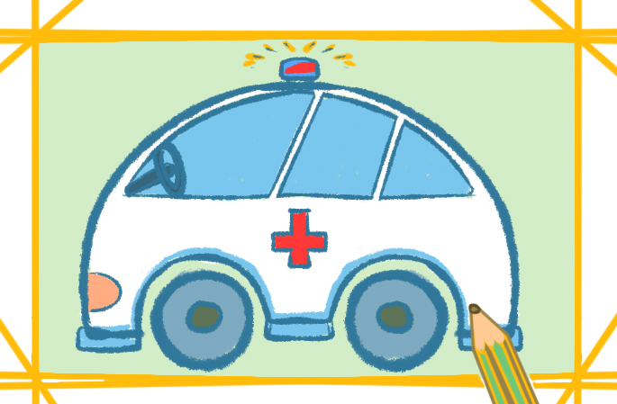 救護(hù)車卡通簡筆畫帶顏色怎么畫_救護(hù)車簡筆畫圖片大全