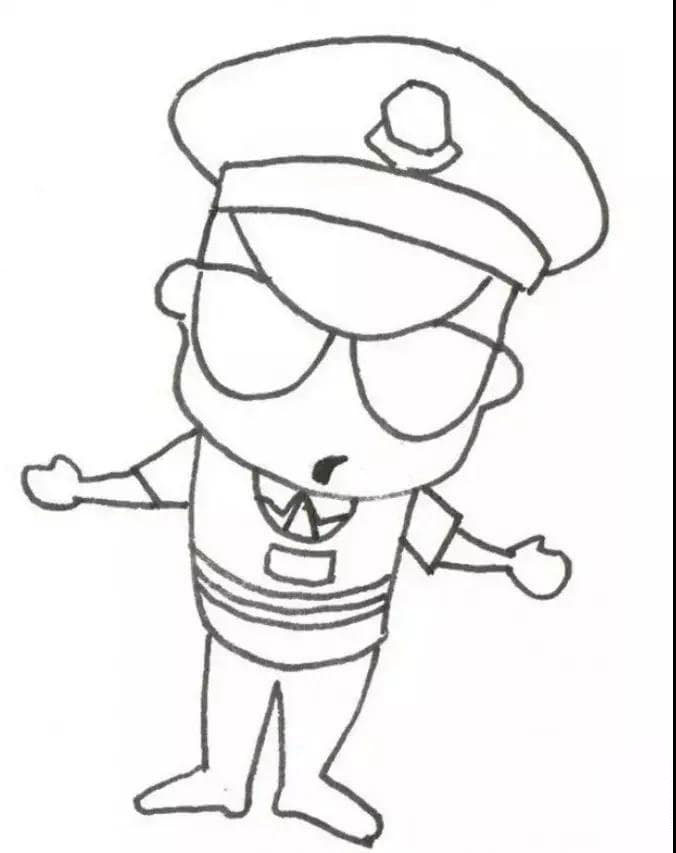 警察叔叔<a href=http://www.inspiredelm.com/jianbihua/ target=_blank class=infotextkey>簡筆畫</a>繪畫步驟
