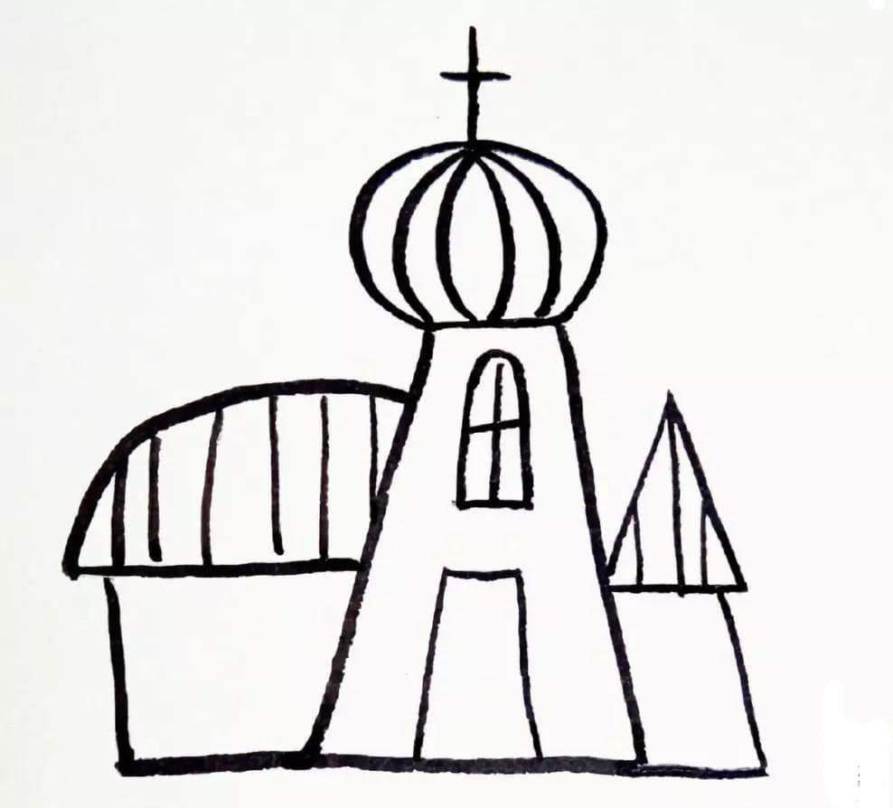 教堂<a href=http://www.inspiredelm.com/jianbihua/ target=_blank class=infotextkey>簡(jiǎn)筆畫(huà)</a>繪畫(huà)教程步驟
