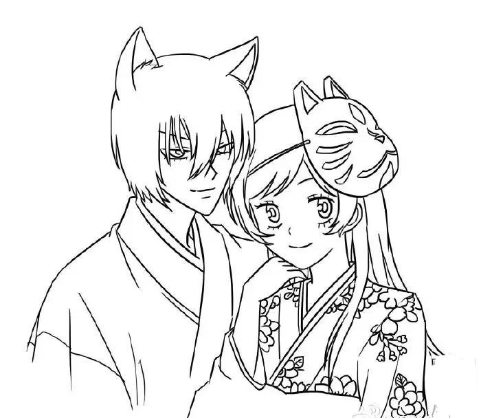 《元?dú)馍倥壗Y(jié)神》的巴衛(wèi)和桃園奈奈生簡筆畫畫法