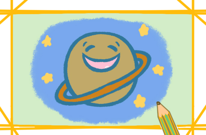 卡通小土星怎么畫_卡通小土星上色簡筆畫步驟圖
