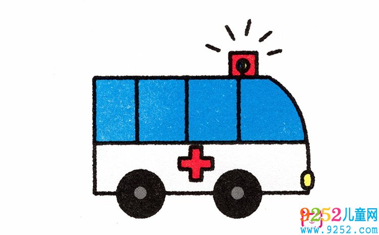救護(hù)車彩色<a href=http://www.inspiredelm.com/jianbihua/ target=_blank class=infotextkey>簡(jiǎn)筆畫</a>圖片