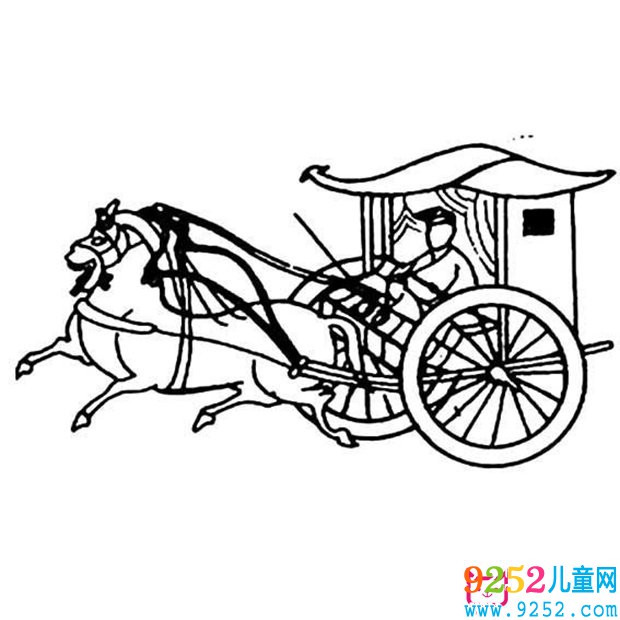 中國古代馬車<a href=http://www.inspiredelm.com/jianbihua/ target=_blank class=infotextkey>簡筆畫</a>圖片