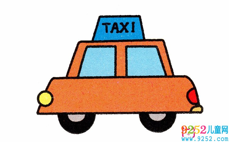 彩色出租車<a href=http://www.inspiredelm.com/jianbihua/ target=_blank class=infotextkey>簡筆畫</a>圖片
