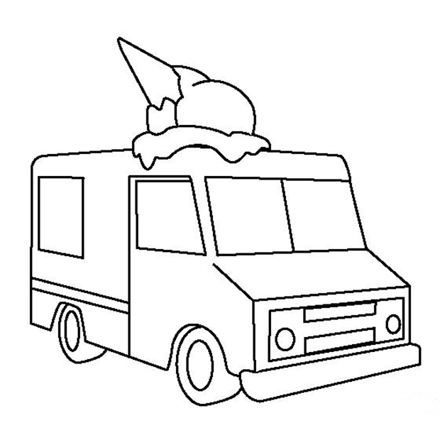 冰淇淋車簡筆畫圖片