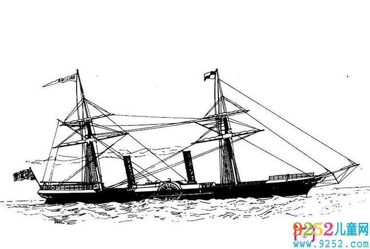 老式貨輪船<a href=http://www.inspiredelm.com/jianbihua/ target=_blank class=infotextkey>簡(jiǎn)筆畫</a>圖片