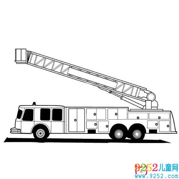 加長版的消防車<a href=http://www.inspiredelm.com/jianbihua/ target=_blank class=infotextkey>簡筆畫</a>圖片