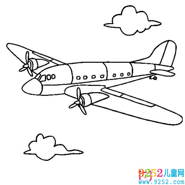 螺旋槳飛機(jī)<a href=http://www.inspiredelm.com/jianbihua/ target=_blank class=infotextkey>簡筆畫</a>圖片