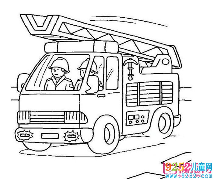 交通工具<a href=http://www.inspiredelm.com/jianbihua/ target=_blank class=infotextkey>簡(jiǎn)筆畫</a>圖片，消防車