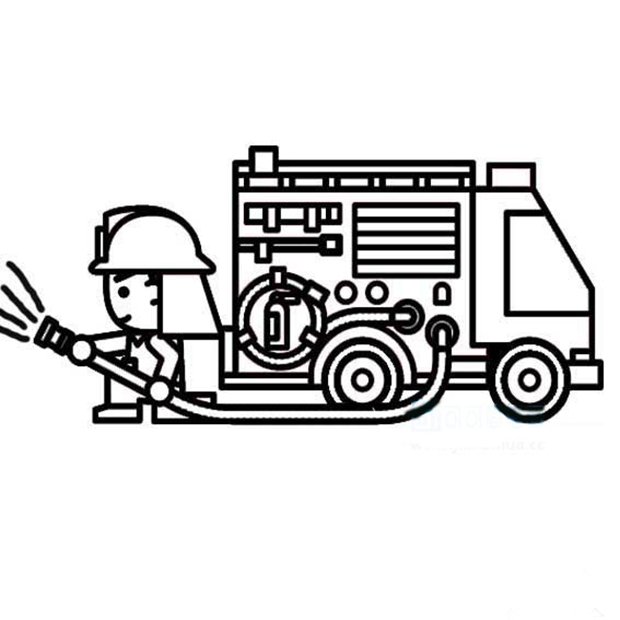 滅火消防車簡(jiǎn)筆畫(huà)圖片
