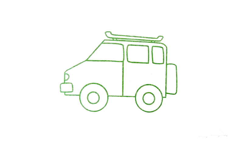 簡單的兒童吉普車簡筆畫圖片