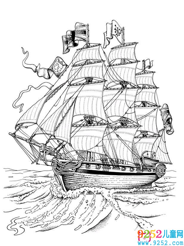 帥氣的海盜船<a href=http://www.inspiredelm.com/jianbihua/ target=_blank class=infotextkey>簡筆畫</a>圖片